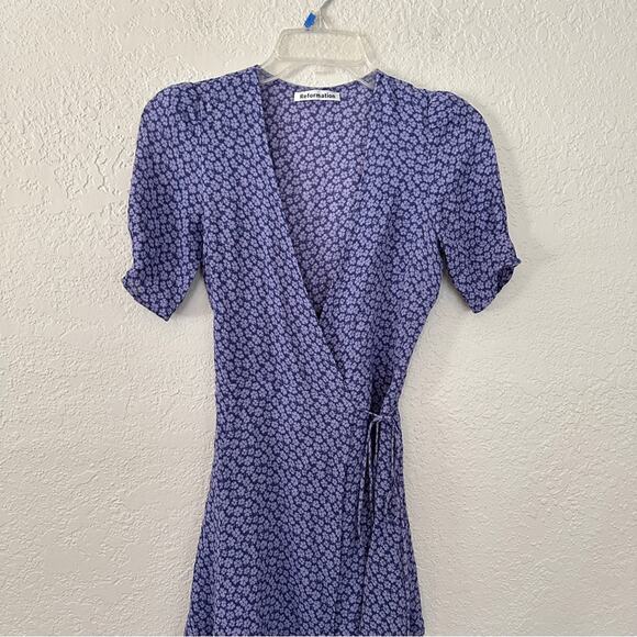 Reformation Lucky Floral Purple Argentina Wrap Mini Dress XS - Picture 3 of 7